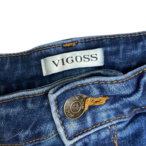 Vigoss Marley Jean Shorts Womens 31 Blue Denim Stretch Cuffed Mid Rise Casual - Picture 3 of 8